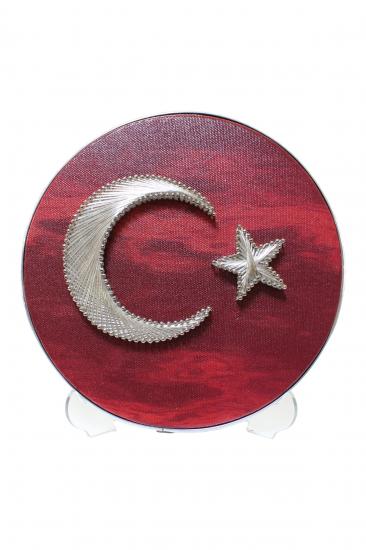Türk bayrağı Ø20 Yuvarlak Kanvas Filografi Tablo
