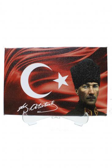 Atatürk İmzalı Türk Bayrağı Dikdörtgen Kanvas Tablo