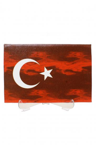 Türk Bayrağı Gölge Desenli Dikdörtgen Kanvas Tablo